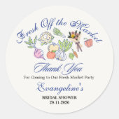 Frisch vom Markt Brautparty Whimsical Runder Aufkleber (Vorderseite)