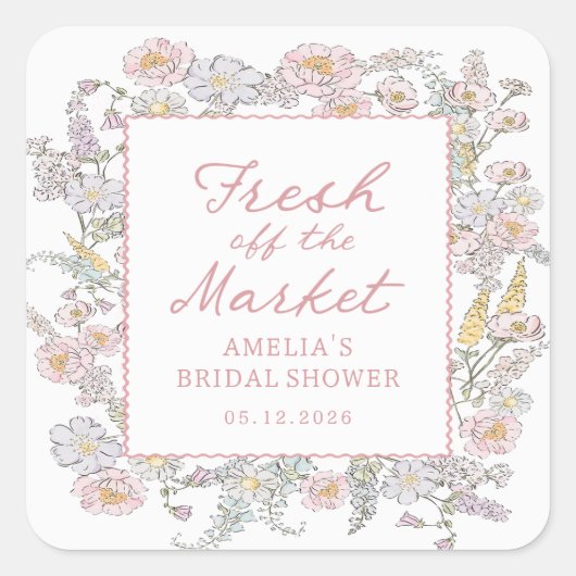 Frisch vom Markt Floral Brautparty Aufkleber (Vorderseite)