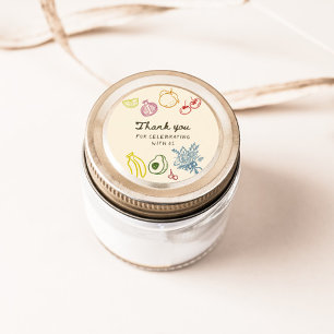 Frisch vom Markt Handgezeichnet Danke Runder Aufkleber