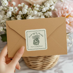 Frisch vom Markt Handgezeichnete Brautparty Quadratischer Aufkleber