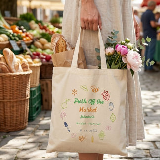 Frisch vom Markt Handgezeichnete Brautparty Tragetasche