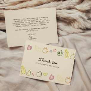 Frisch vom Markt Handgezeichnete Bridal Shower Dankeskarte