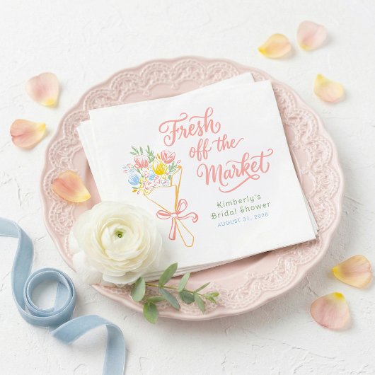 Frisch vom Markt Pastell Blumen Hochzeitsdusche Serviette