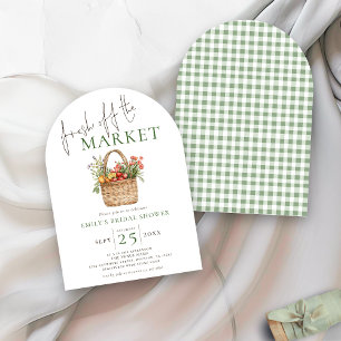 Frisch vom Markt Sage Gingham Brautparty Einladung