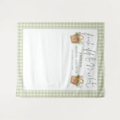 Frisch vom Markt Sage Gingham Foto Hintergrund Wandteppich (Vorderseite (Horizontal))