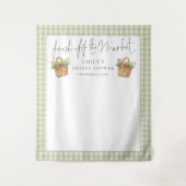 Frisch vom Markt Sage Gingham Foto Hintergrund Wandteppich (Vorderseite)