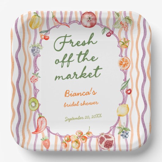Frisch vom Markt - Whimsical-Brautjungfernparty Pappteller (Vorderseite)