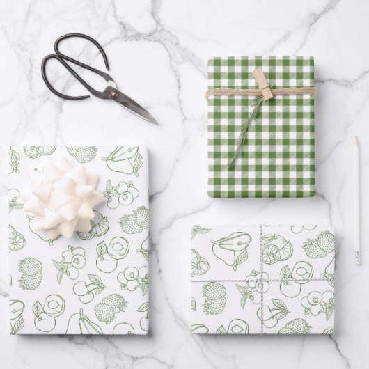 Frisch vom Markt - Whimsical Grüne Hochzeitsdusche Geschenkpapier Set (Vorderseite)