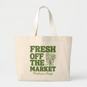 Frisch vom Markt - Whimsical Grüne Hochzeitsdusche Jumbo Stoffbeutel