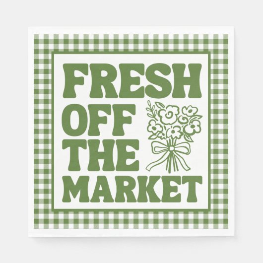 Frisch vom Markt Whimsical Grüne Hochzeitsdusche Serviette (Vorderseite)