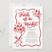 Frisch vom Markt - Whimsical-Rot-Brautdusche Einladung (Vorderseite)