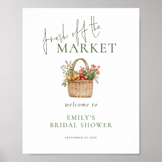 Frisch vom Markt Willkommen zur Bridal Shower Poster (Vorne)