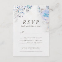 Frisch Wasserfarbe Hellblau Floral Boho RSVP Karte
