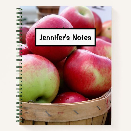 Frischäpfel im Korb auf dem Bauer Markt Notizblock (Vorderseite)