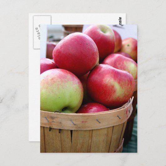 Frischäpfel im Korb auf dem Bauer Markt Postkarte (Vorne/Hinten)