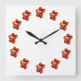 Frischäpfel- und Tomaten-Wanduhr Quadratische Wanduhr