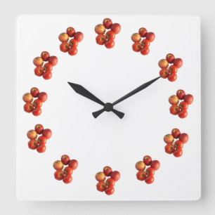 Frischäpfel- und Tomaten-Wanduhr Quadratische Wanduhr