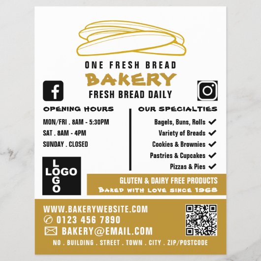 Frischbaguettes, Bäcker, Bäckerei Store Werbung Flyer (Vorne)