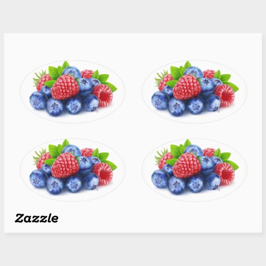 Frischbeeren Ovaler Aufkleber (Blatt)