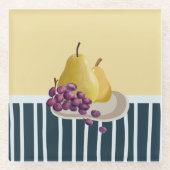 Frischbirne | Modernes Stillleben Glasuntersetzer (Vorderseite)