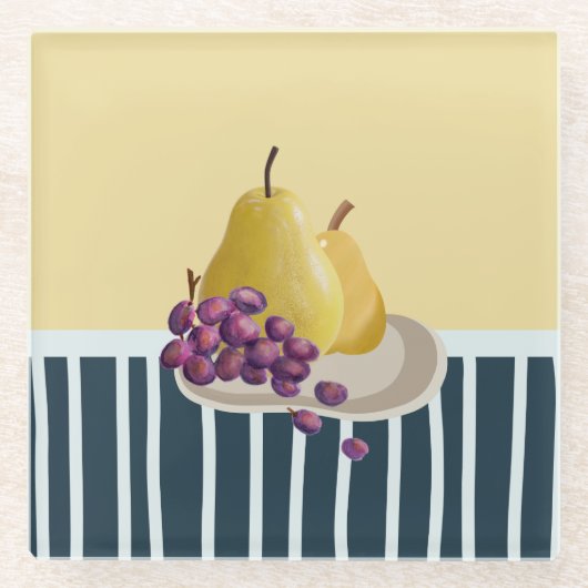 Frischbirne | Modernes Stillleben Glasuntersetzer (Vorderseite)