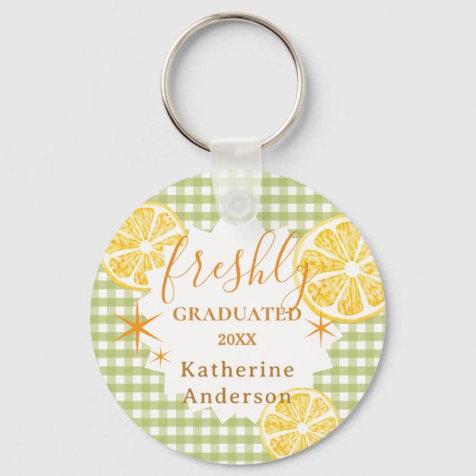 Frische Absolventen-Limonen-Gingham Schlüsselanhänger (Vorderseite)