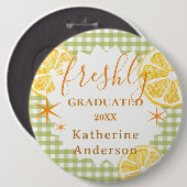 Frische Absolventen-Zitronen-Gingham Button (Vorne & Hinten)