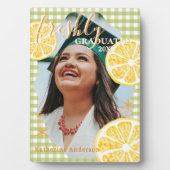 Frische Absolventen-Zitronen-Gingham  Fotoplatte (Vorderseite)