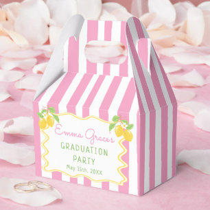 Frische Absolventen-Zitronen-Rosa-Streifen-Abschlu Geschenkschachtel