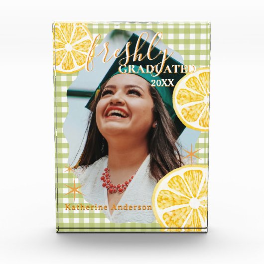 Frische Absolventin Lemon Gingaham Fotoblock (Vorderseite)