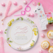 Frische Absolventin rosa Blumen Abi-Party Pappteller (Party)