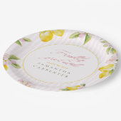 Frische Absolventin rosa Blumen Abi-Party Pappteller (Schrägansicht)