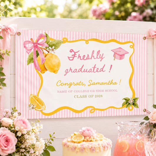 Frische Absolventin rosa Schleife Abschlussfeier Banner