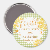 Frische Absolventin Zitrone Gingham Magnet (Vorderseite/Rückseite)