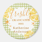 Frische Absolventin Zitrone Gingham Magnet (Vorne)