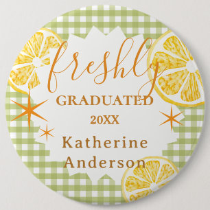 Frische Absolventin Zitronen Gingham  Button
