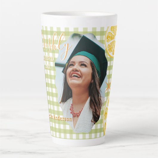Frische Absolventin Zitronen Gingham  Milchtasse (Vorderseite)
