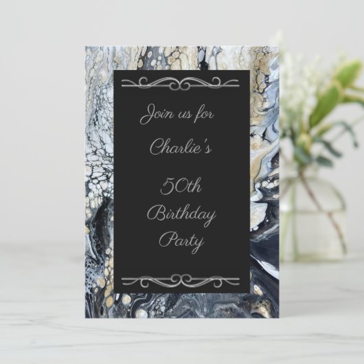 Frische Abstrakte Geburtstagsparty Einladung (Stehend Vorderseite)