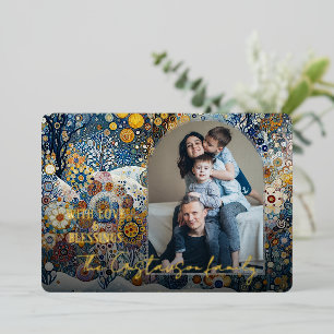 Frische Abstrakte Wintermesse Rodelbahn mit Aussic Folien Feiertagskarte