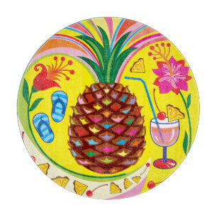 Frische Ananas Sommerfarben Schneidebrett