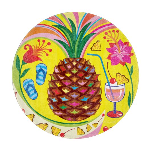 Frische Ananas Sommerfarben Schneidebrett (Vorderseite)