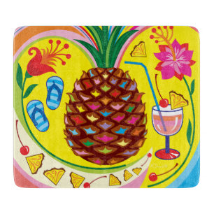 Frische Ananas Sommerfarben Schneidebrett