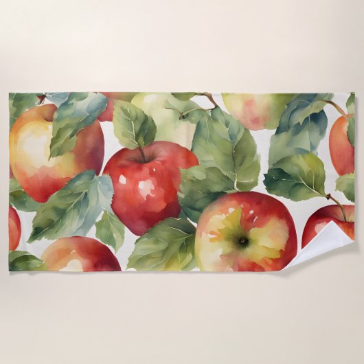 Frische Äpfel Aquarell-Design Strandtuch (Vorderseite)