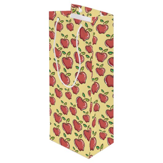 Frische Äpfel Geschenktasche Geschenktüte Für Weinflaschen (Rückseite Schrägansicht)