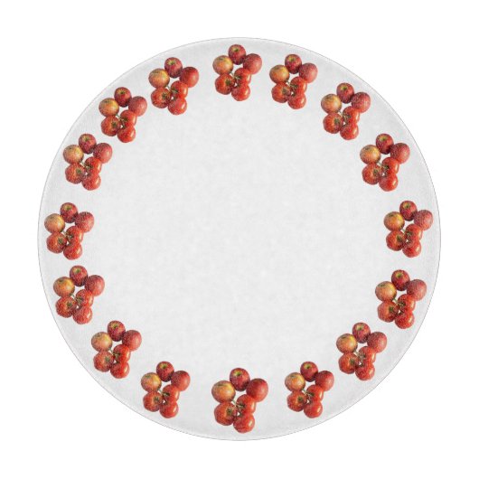 Frische Äpfel und Tomaten Runde Glas Schneidebrett (Vorderseite)
