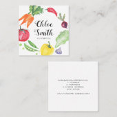 Frische Aquarell-Gemüse-Visitenkarte Quadratische Visitenkarte (Vorne/Hinten)