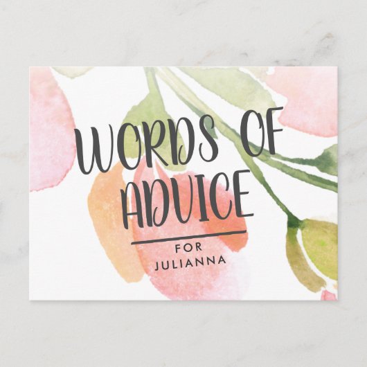 Frische Aquarellblüten - Brautparty-Ratschlag Kart Hinweiskarte (Vorderseite)