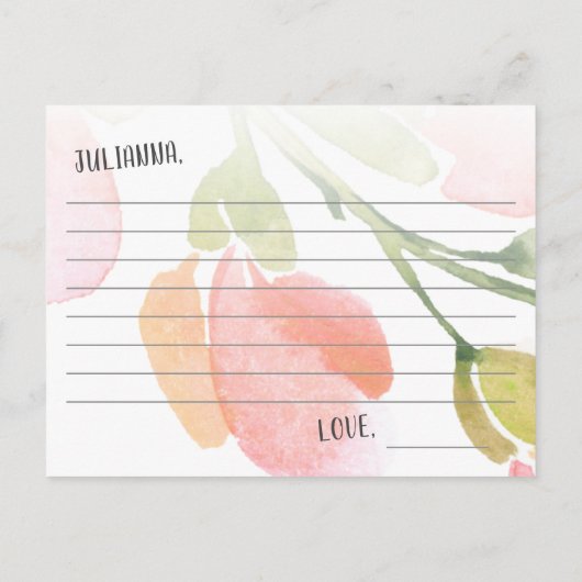 Frische Aquarellblüten - Brautparty-Ratschlag Kart Hinweiskarte (Rückseite)