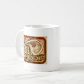 Frische Austern-Vintage Anzeige circa 1870 Kaffeetasse (Vorderseite Links)