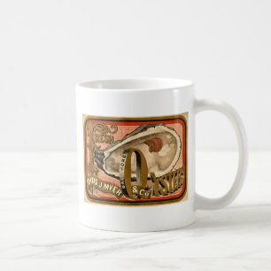 Frische Austern-Vintage Anzeige circa 1870 Kaffeetasse